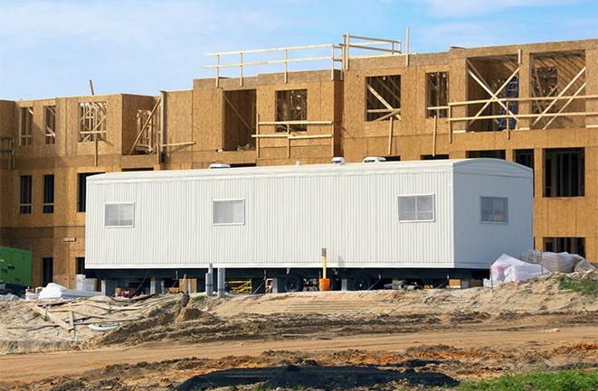 office trailers and equipment rental at a construction site in Beverly Hills